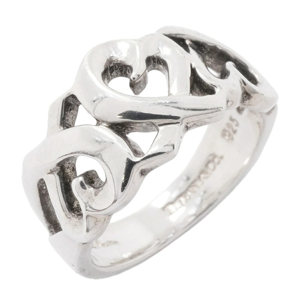 Tiffany & Co. Triple Loving Heart Ring, Sterling Silver 925, Size 8, Women's